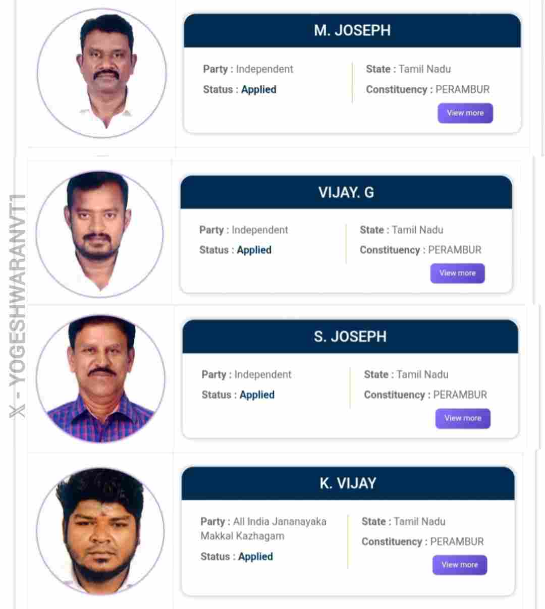 ஜோசப்"  "விஜய்" பெயரில் களமிறங்கும் சுயேச்சை வேட்பாளர்கள்