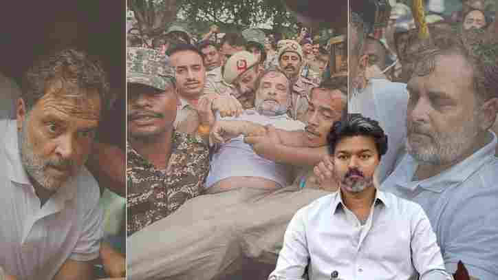 ராகுல் கைது விவகாரம்: ஜனநாயக உரிமைகள் மீதான தாக்குதல்: ராகுல் காந்தி கைதுக்கு தவெக கண்டனம்